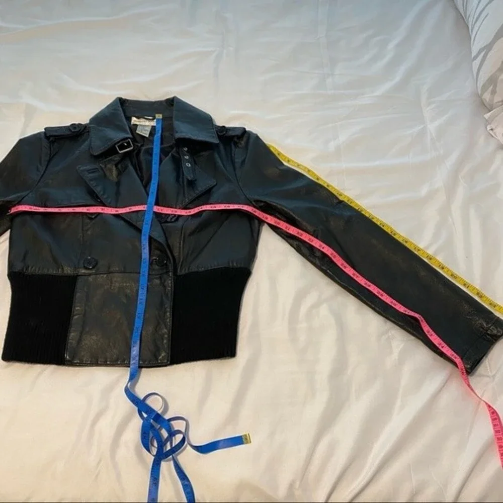 Newport News Leather Bomber Moto Biker Jacket Streetwear Retro Vintage SZ10